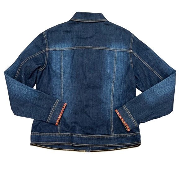 DG2 Diane Gilman Denim Jacket Sz XS Beaded Southwestern Faux Turquoise - Picture 2 of 10